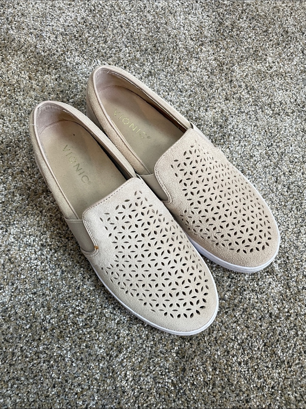 Vionic Slip-On Perforated Sneakers in Beige